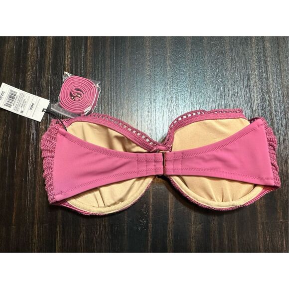Shade & Shore NWT size 34DD mauve pink crochet bandeau top with attachable strap - Picture 3 of 5